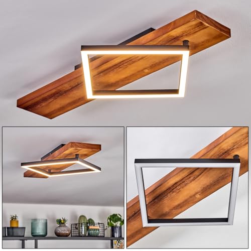 HOFSTEIN LED Deckenleuchte Pompu, Deckenlampe aus Metall/Holz/Kunststoff in Schwarz/Natur/Weiß, 13 Watt, 1750 Lumen, 3000 Kelvin, moderne Leuchte für Schlafzimmer, Esszimmer, Wohnzimmer, Küche, Flur HOFSTEIN LED Deckenleuchte Pompu, Deckenlampe aus Metall/Holz/Kunststoff in Schwarz/Natur/Weiß, 13 Watt, 1750 Lumen, 3000 Kelvin, moderne Leuchte für Schlafzimmer, Esszimmer, Wohnzimmer, Küche, Flur
