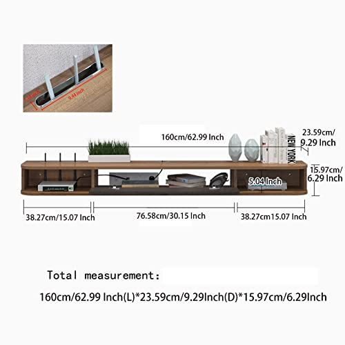 Image of Pmnianhua Floating TV Shelf, 63'' Wall Mounted TV Stand Floating TV Console Media Entertainment Under TV Shelf for Bedroom Livingroom (Walnut)