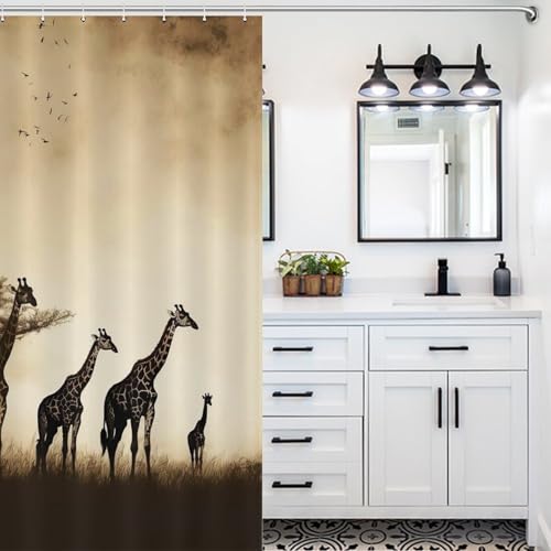 Rideau de douche girafe imperméable lavable pour baignoire angle - 5