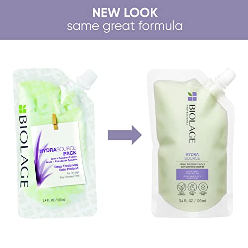 Biolage Hydra Source Deep Treatment Pack | Multi-Use Hair Mask That Nourishes Dry Hair | With Aloe & Spirulina Extract | Vegan & Paraben-Free | For Dry Hair |3.4 Fl Oz #TOP2
