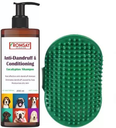 ROMSAY Dandruff & Conditioning Eucalyptus Dog & Cat Shampoo With Pet Bathing Brush | Dandruff Free Whitening and Color Enhancing Fresh Notes| Mint Dog Shampoo (200 ml) | Dog Shampoo for Pomeranian, shih tzu Puppy, Rottweiler Adult, German Shepherd, L (B0B2WLDZ7F) Amazon Price History, Amazon Price Tracker