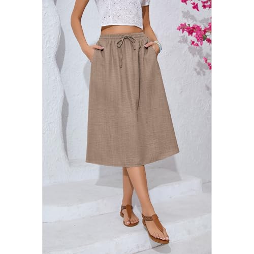 Image of Witsmile Women's Summer Pleated High Waisted Casual Flowy Skirt Pockets