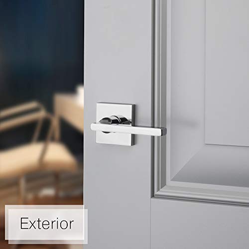 Baldwin Ps.squ.r.csr.260.6L.ds Square Right-Handed Passage Lever With Contemporary Square Rose, Polished Chrome #TOP2