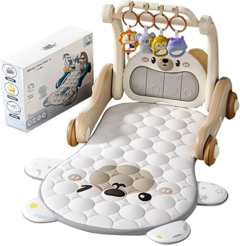 Dazzix4 in 1赤ちゃんのおもちゃベビージム プレイジム&ウォーカー 押し車 室内遊具 ピアノプレイジム 折りたたみ コンパクト あんよでキック 感覚が育つ 知育キューブセット 収納便利 知育おもちゃ付き 赤ちゃん ベビー おもちゃ 0歳 お昼寝