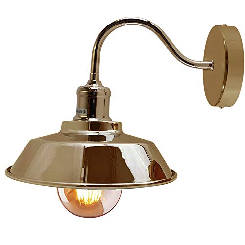 Image of DC VOLTAGE Vintage Swan Neck Wall Sconce Light Fittings Metal Pluto Shade Shape Indoor wall Light for Bedroom Dining Room Foyer Garage Guestroom and Kitchen