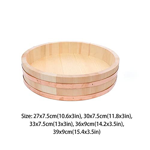 Japanse Sushi Rijstkom Houten Hangiri Sushi Oke Rijst Mengkuip Koperen Bands voor Restaurant Thuis Keuken, Wit… - Afbeelding 6