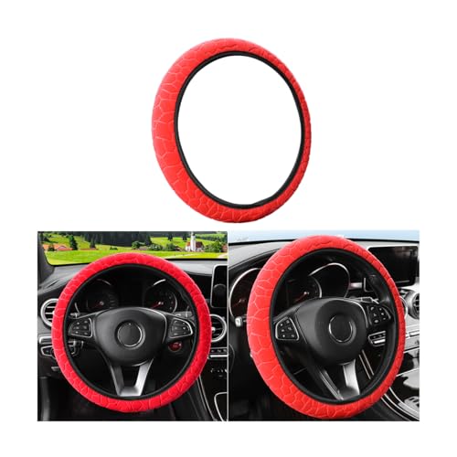 Funda para volante de coche, terciopelo suave de 15 pulgadas, elástico transpirable sin anillo interior, accesorios cortos de imitación para coche, protector de volante para mujeres y hombres (rojo)