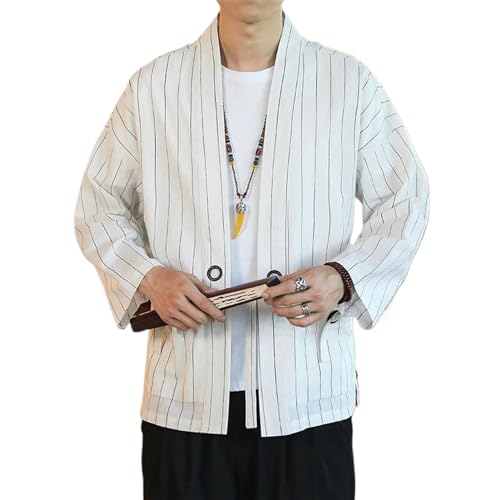 Kimono japonais homme en coton et lin Yukata traditionnel