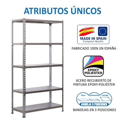 Simon Rack Schwerlastregal, 2000x1000x300 mm, Bis 180 kg Belastbar, 5 Verstellbare Ablagen, Kellerregal, Lagerregal, Verzinkt - Simonclick