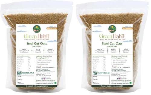 Image of GreenHabit Healthy & Nutritious Gluten Free Steel-Cut Oats (1 Kg pack) (Pack of 2)