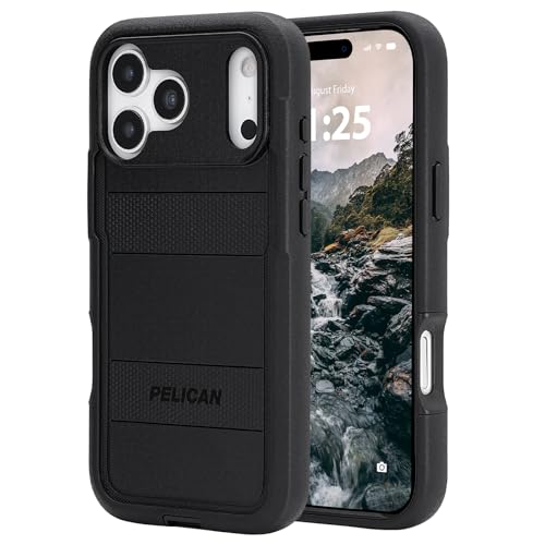 Pelican Voyager iPhone 17 Pro Max Case [Compatible with MagSafe] Rugged Phone Case with 24ft Military-Grade Drop Protection - Heavy Duty Phone Cover w/ Belt Clip Holster for iPhone 17 Pro Max - Black
