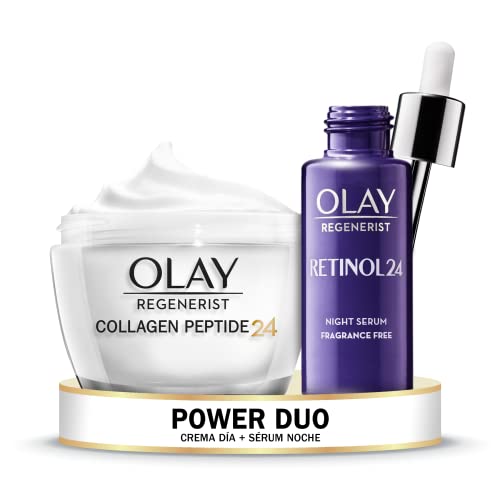 Olay Regenerist Collagen Peptide24 Crema de Día Sin Perfume + Sérum de noche, Sérum retinol sin …