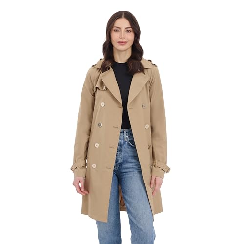 Michael Kors Women's Double Button Trench Coat with Belt and Detachable Hood, Khaki, Medium by Michael Kors - Image 2