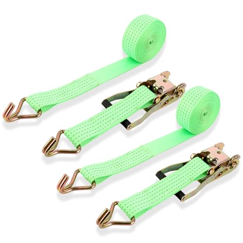 DAJAVE Lot de 2 Sangle à cliquet 6M x 50mm, Capacité 3000kg - Sangle d'arrimage avec Crochet Tendeur Sangle Cliquet Moto Camion Remorque Crochet Sangles 6m...