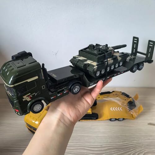 Image of Military Truck with Tank Set Toy for Kids, Manual Push Power and Lage Transport Educational Engineering Vehicles Playset for Children 3 to 6 Years (Pack o 1)