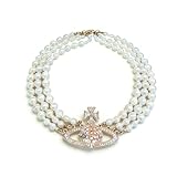 Joyas Saturno Collar De Perlas Saturno Gargantilla De Perlas De Saturnos Choker Halskette Saturno Perla Joyas Collar De Perlas Y Diamantes Imitación Cristal Saturnos Para Mujeres, Amigas, Novias