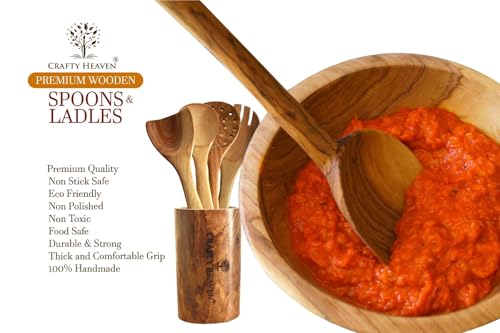 Image of Wooden Cooking Spoons Utensils, Sheesham Wood (Set of 2)