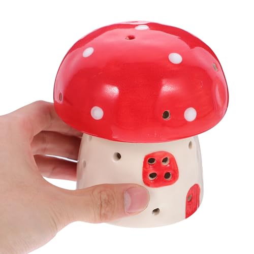 Lámpara de Mesa de Noche Hongo Cerámica Roja miniatura 4
