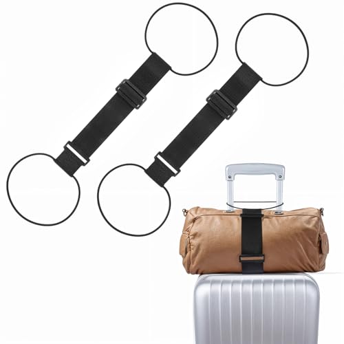 Image of TIESOME 2 Pack Adjustable Luggage Fastening Strap for Carry Bag, Elastic Luggage Fastening Strap Elastic Travel Belt Straps Travel Bag Security Carry On Straps Accessories for Baggage Handbag Purse