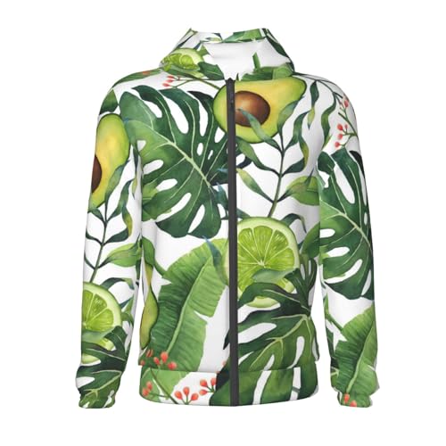 Watercolor Green Tropical Kids Pullover Hoodies Boys Zip Up Sweatshirts Girls Athletic Clothes with Pocket2