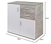 BAKAJI Mobile Madia con 2 Cassetti Doppia Anta e 2 Ripiani Interni Mobiletto Credenza Armadio Multiuso Cucina Bagno Ufficio Design Moderno in Legno MDF Bianco e Grigio Effetto Cemento 82x35x80cm #1