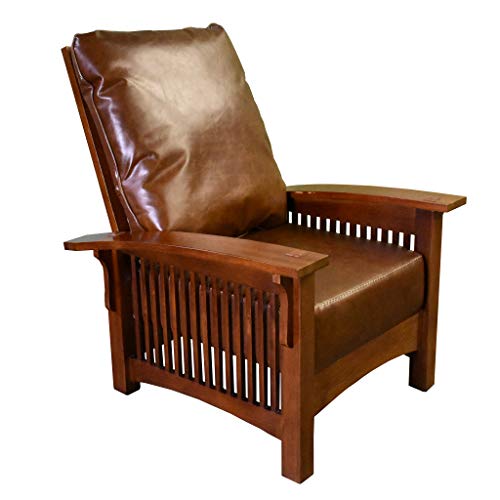 Crafters and Weavers CraftsmanMission Leather and Oak Morris Chair Chestnut