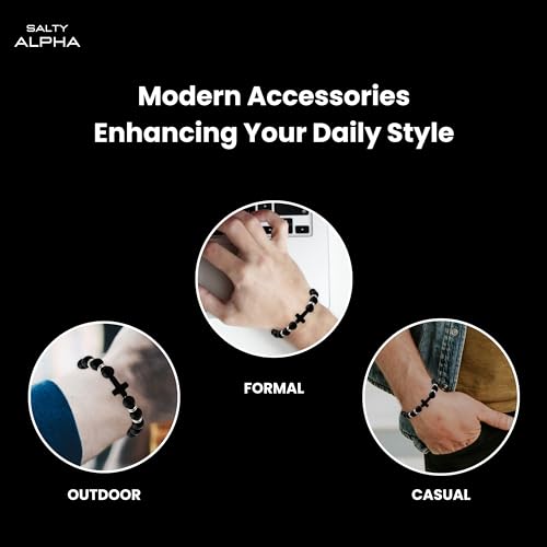 Image of SALTY ALPHA Anti Tarnish Mohawk Stainless Steel Cuff Bracelet for Men | Hand Bands for Boys | Wrist Bracelets for Man | Fashion Jewellery Accessories | Stylish Minimal Jewelry | Christmas, Marriage, Birthday | Gift for Valentine Day