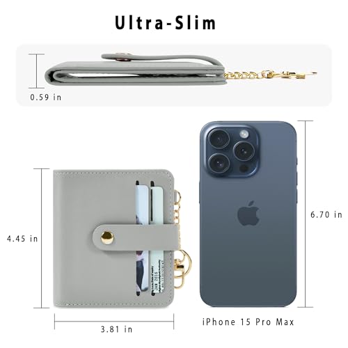 Image of Airkit Small Wallet Women RFID, PU Leather Card Holder with Keychain | Slim Compact Zipper Coin Purse for Ladies, Travel Holiday Gifts for Mom, Cute Mini Bifold Wallets