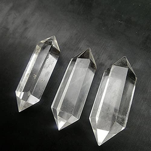 RQLVZHGK Cuarzo Piedra Natural Cristal Venta al por Mayor Cristal Punta Doble Adornos de Piedra de Cristal de energía Hermosa (Size:60 70mm)
