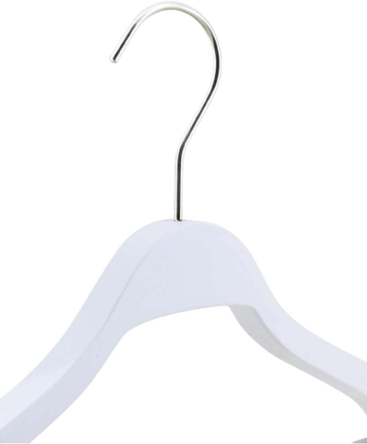 Wooden Children's Clothes Hangers 12-Pack White 7-14 Years Old Pant Hangers Durable Wood Space Saving Closet Organizers for Kids - White
