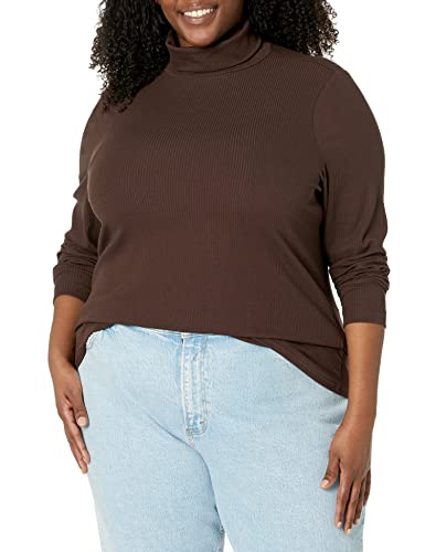 Image of Amazon Essentials Women's Slim-Fit Stretchy Layering Long Sleeve Knit Rib Turtleneck Top (Available in Plus Size), Pack of 2