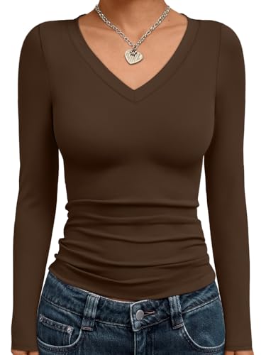 Image of Trendy Queen Womens Long Sleeve Shirts 2026 Fall Fashion Basics Crop Tops