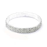 Atmneris Crystal Stretch line Bracelet Clear Crystal Silver Square Shape Rhinestone Bracelet for...