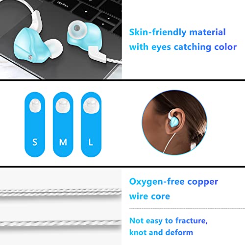 3.5Mm Hifi Audio Earphone Deep Bass Stereo Sound Wired Earbuds Noise Isolation Headphones In-Ear Headset With Mic Volume Control Music Sports Earphones For Iphone Samsung Glass Blue #TOP5