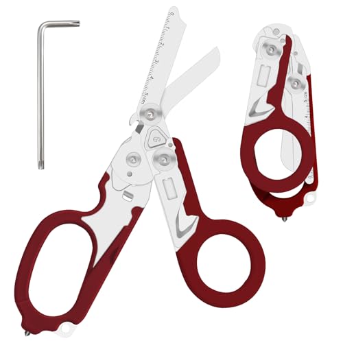 Image of 6-in-1 Heavy-Duty Emergency trauma shears|Folding Emergency Shears| | Multifunctional Life-Saving Tool|Suitable for Emergency Rescue|Outdoor Exploration|DIY Construction and Maintenance|