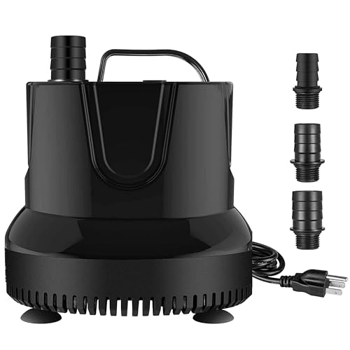 Simple Deluxe 660GPH 45W Bottom Suction Water Table Pump (2500L/H) with 3 Nozzles for Fish Tank, Pond, Aquarium, Hydroponics, Fountains, Black