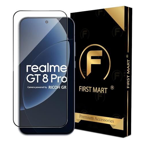 Image of FIRST MART Military-Grade Gorilla Tempered Glass For Realme GT 8 Pro (6.79 Inch) With Edge To Edge Screen Coverage and Easy Installation Kit |Black