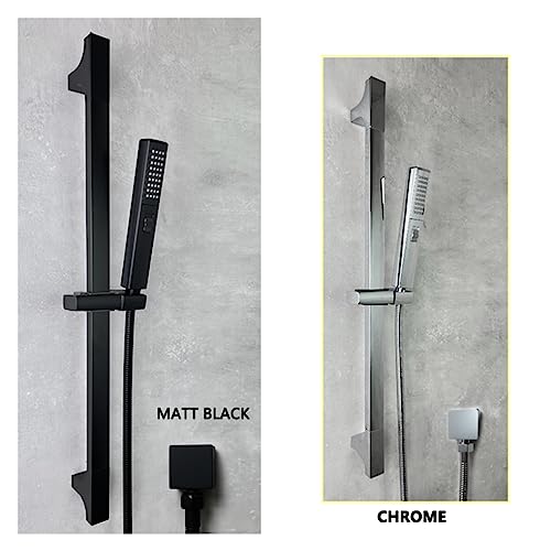 Barre de douche noire avec douchette 2 fonctions et support réglable