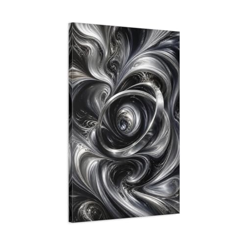 Toile vortex noir et argent pour habiller un grand mur de salon