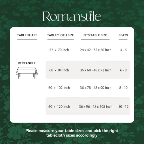 Image of Romanstile Waterproof Vinyl Tablecloth Rectangle, 60 x 84 Inch, Dark Green