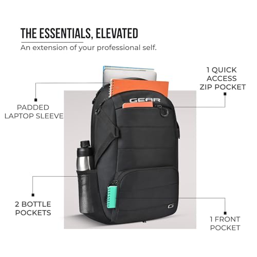 Gear Aspire 19”/30L Black Water Resistant Laptop Backpack Black Black - Image 7