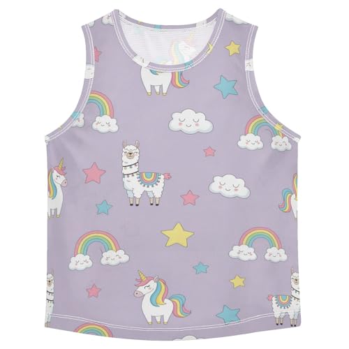 J JOYSAY Llama Unicorn Rainbow Boys Tank Top Sleeveless Muscle Shirts Quick Dry Workout Active Sport Kids T-Shirts 3-15T - Main Image