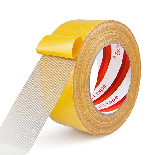 WYKOO Double Sided Fabric Tape Heavy Duty, 2inchx98FT(30m) High Tack Duct Cloth Tape Strong Wall...