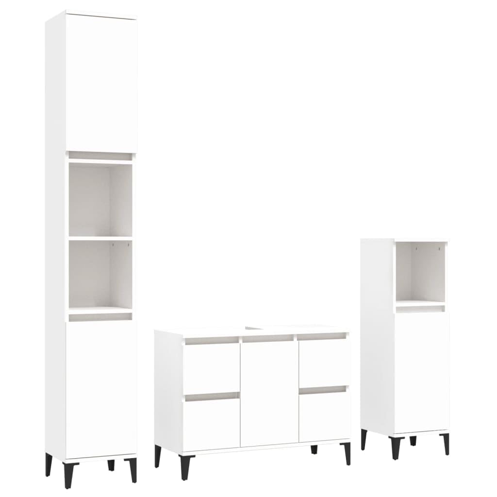Mobili,Set di mobili,Set di mobili da bagno,Set di mobili da bagno 3 pezzi in legno bianco ingegnerizzato