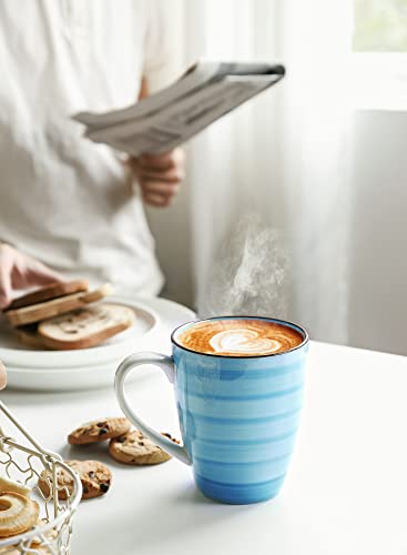 Sweese 16 Oz Coffee Mugs Set Of 6 For Latte Ice Americano Hot Tea Beverage Cocoa, Porcelain Tea Cup With Handle, Dishwasher Safe, Multicolor, Gradient Colors, 626.002 #TOP5