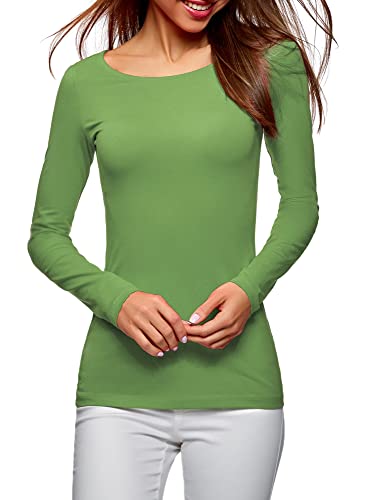 oodji Collection Damen Langarmshirt, Grün, DE 38 / EU 40 / M Cover