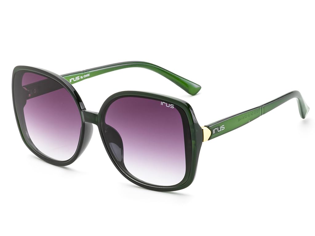 IRUS100% UV protected sunglasses for Women | Size- Large | Shape- Square | Model- IRS1213C4SG (Green)
