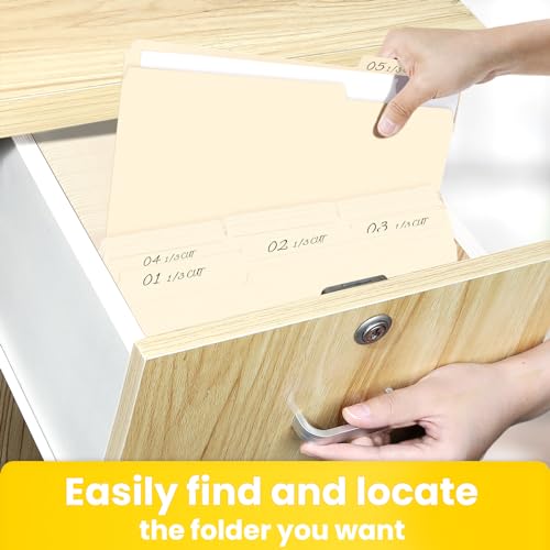 image for SUNEE Manilla Folders Letter Size (8.5 x 11 inches), 250 Per Box, 1/3 