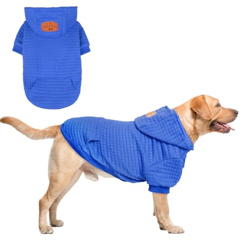 Image of BEAUTYZOO Dog Hoodies Sweater for Large Dogs,Waffle‑Like Laminated Pet Coat | Warm Dog Sweatshirt with Pocket & Leash Hole,Pullover Clothes for Girl Boy Dogs,Stretchy & Easy‑On‑Off,Labrador & Great Danes