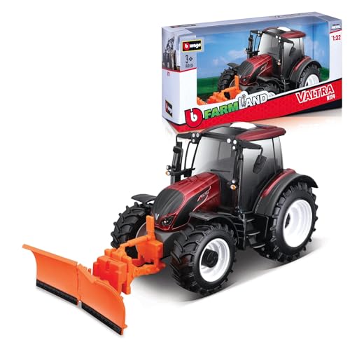 Bburago VALTRA FARM TRACTOR N174 WITH SNOW PLOUGH - 1:32 Scale - Incredibly Detailed Die-Cast Replica Collectible Model Vehicle, Red - Image 2